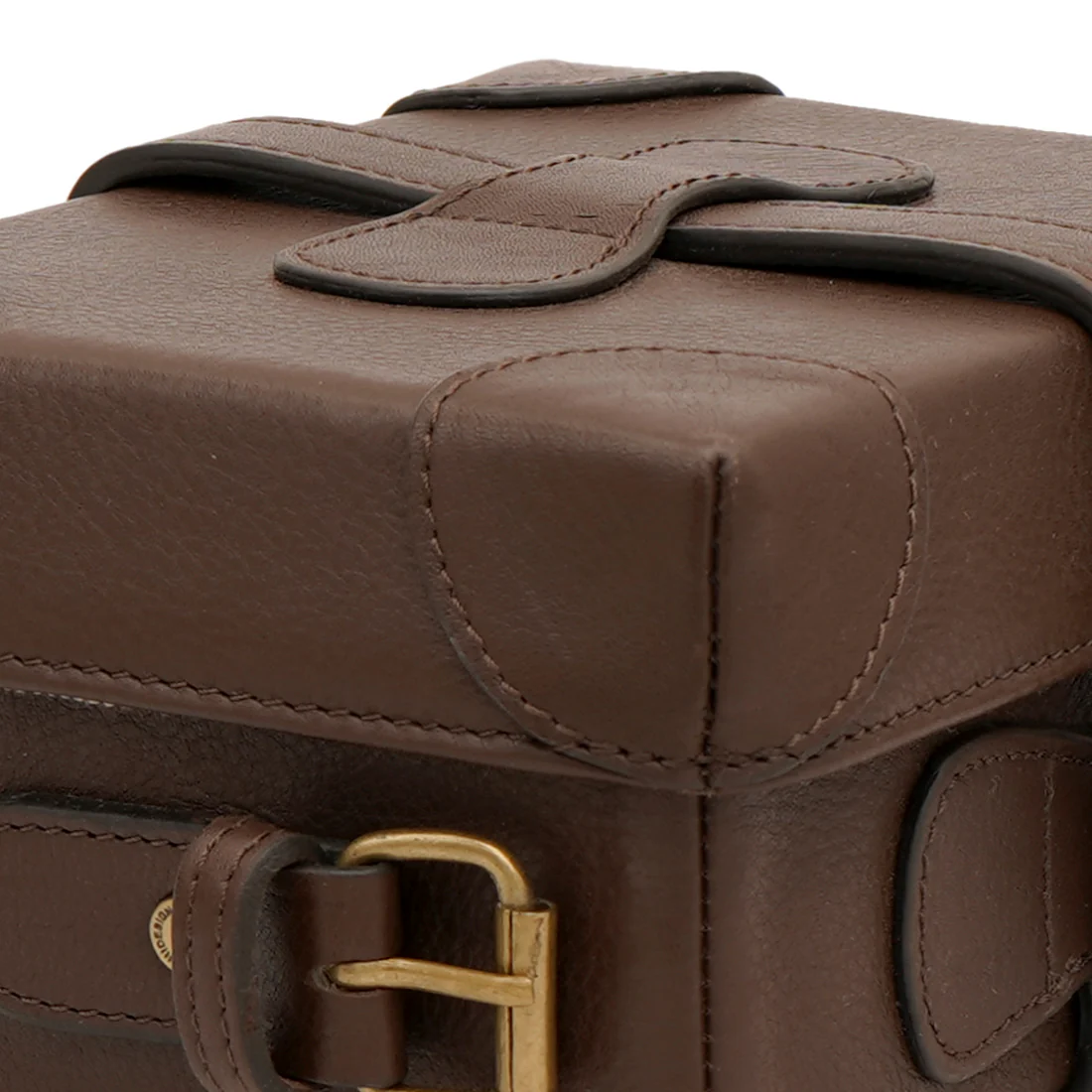 Small Boxy Brown Leather Sling Bag - Image 5