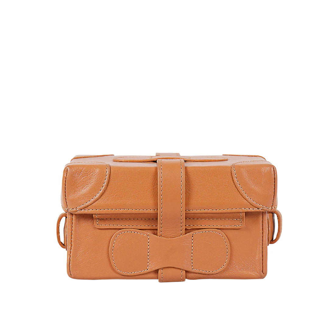 Small Boxy Brown Leather Sling Bag - Image 4