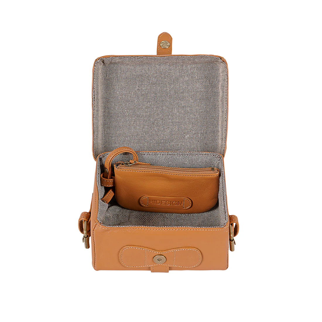 Small Boxy Brown Leather Sling Bag - Image 6