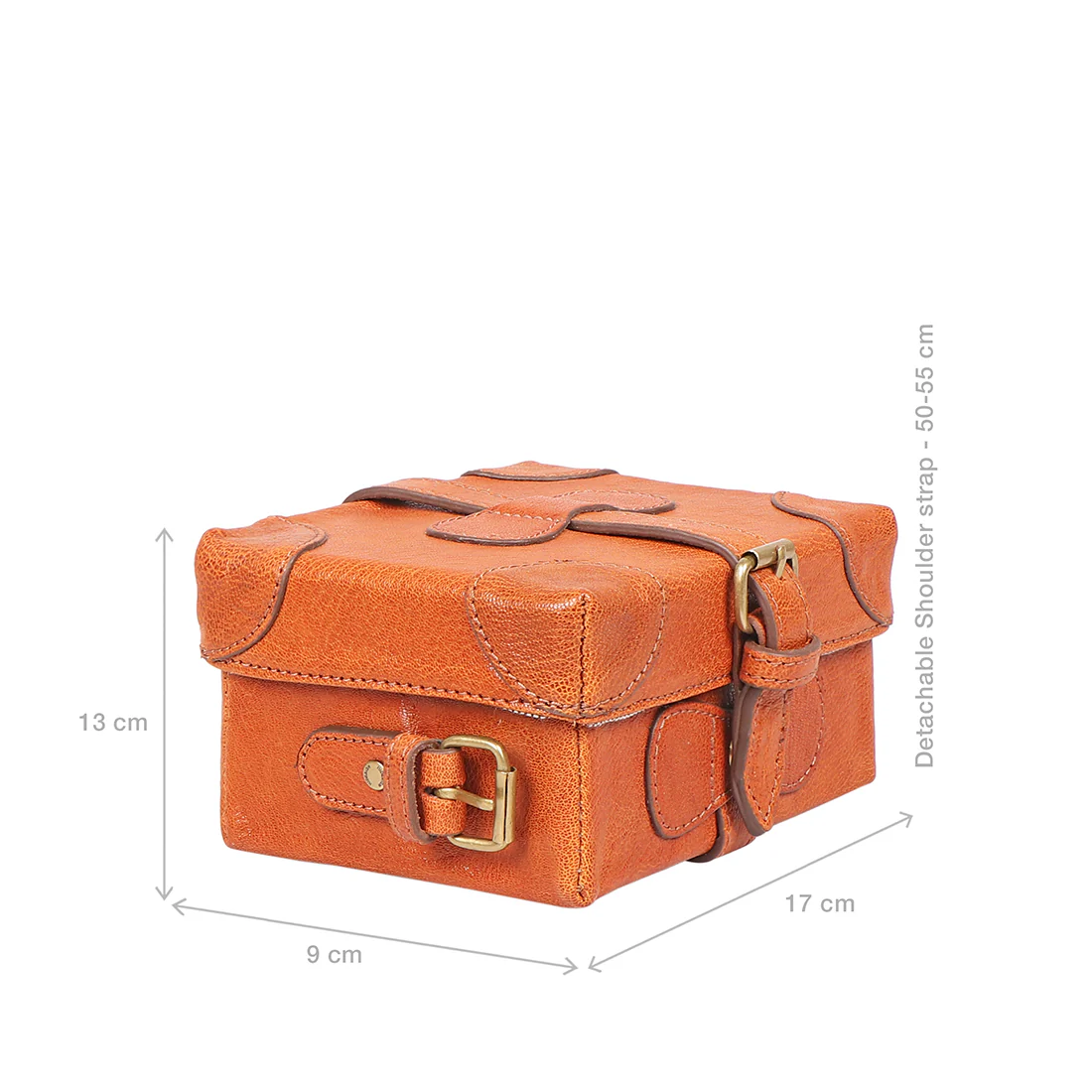 Small Boxy Tan Leather Sling Bag - Image 3