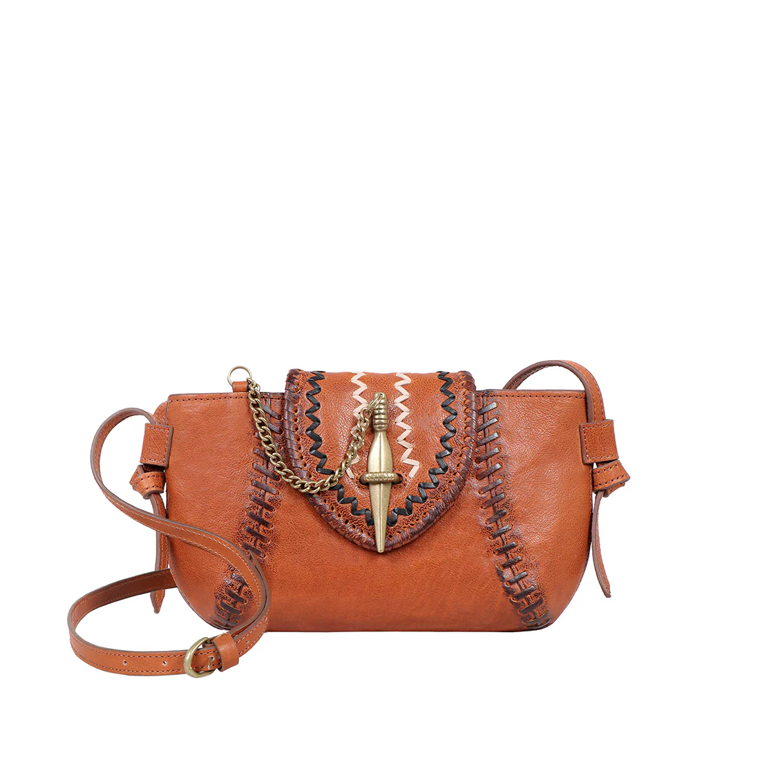 Swala 04 Orange Leather Sling Bag
