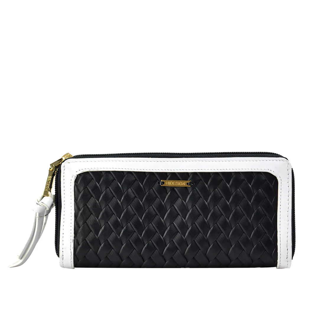 Tanzanite W3 Black Leather Double Zip Around Wallet