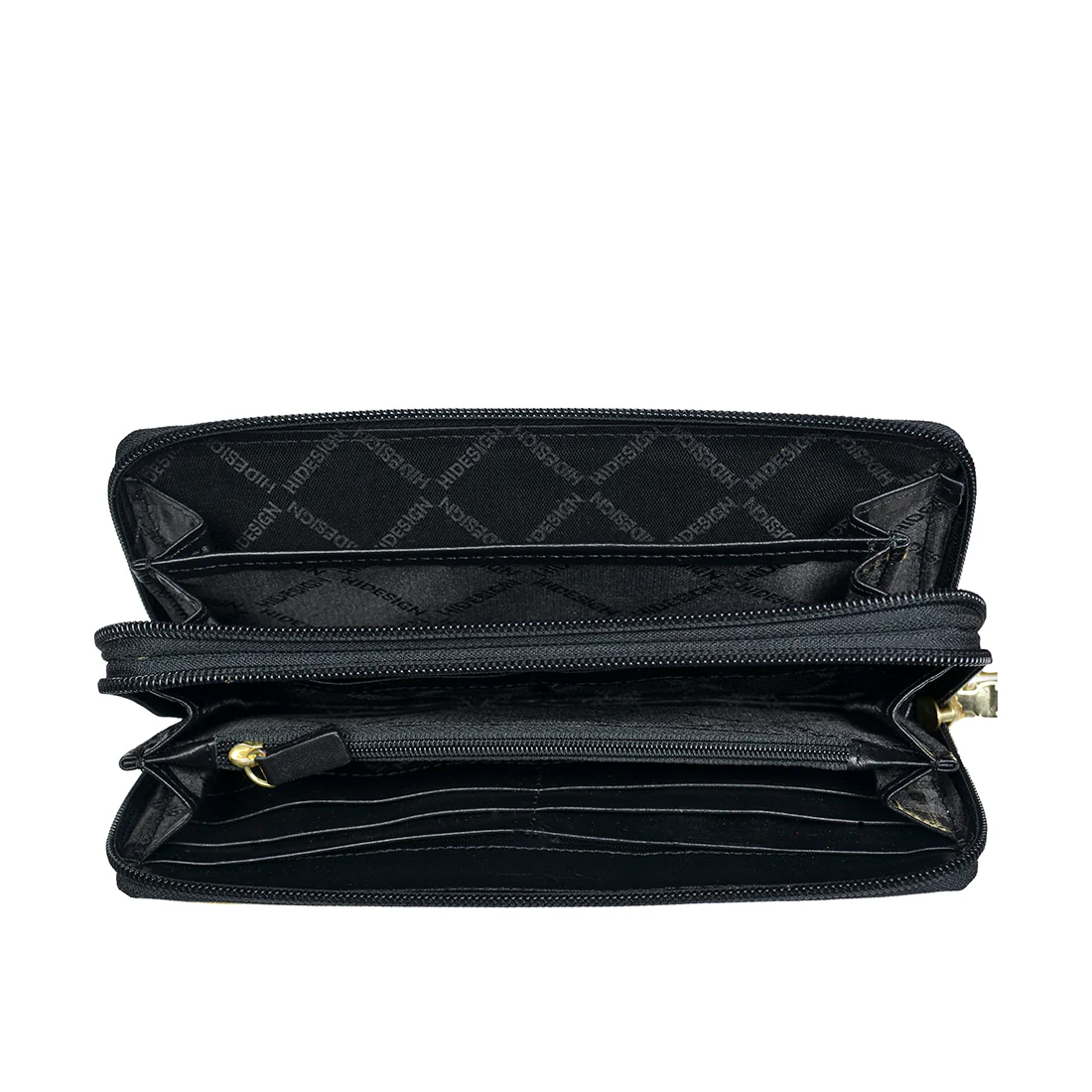 Tanzanite W3 Black Leather Double Zip Around Wallet - Image 4