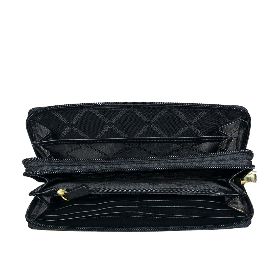 Tanzanite W3 Black Leather Double Zip Around Wallet - Image 4