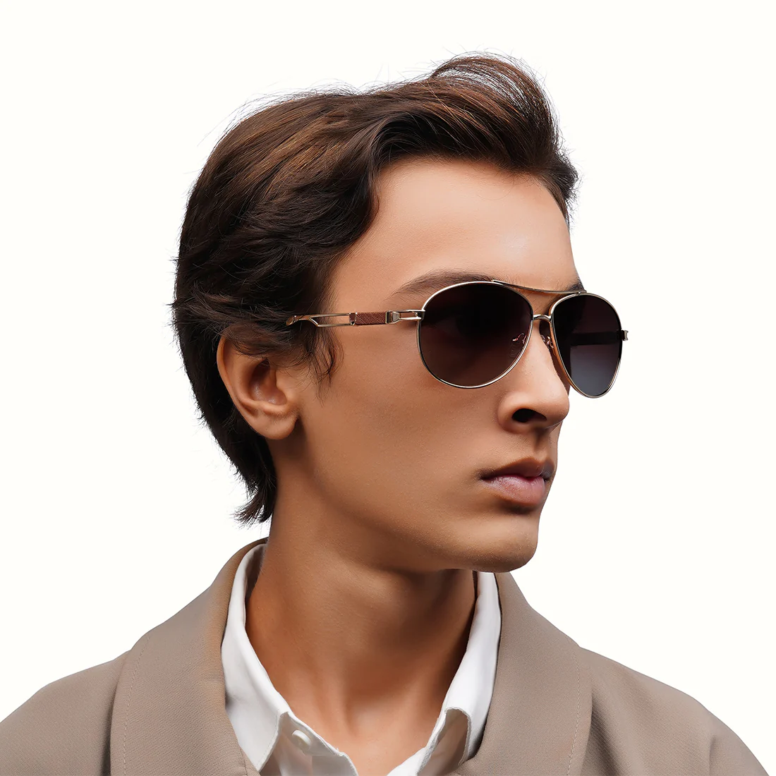Ulysses Men's Brown Aviator Sunglasses - Image 3
