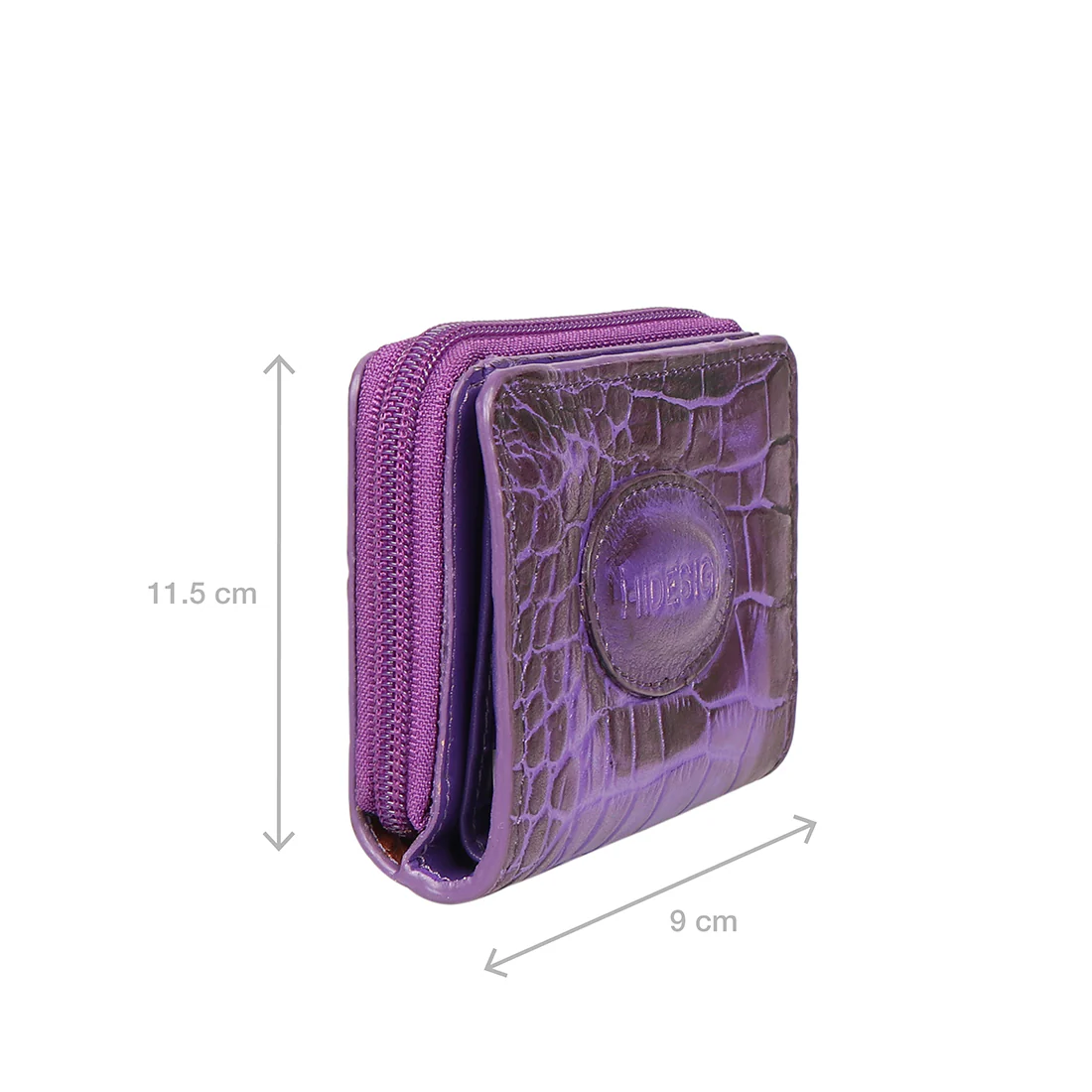Valencia W1 Purple Leather Zip Around Wallet - Image 3