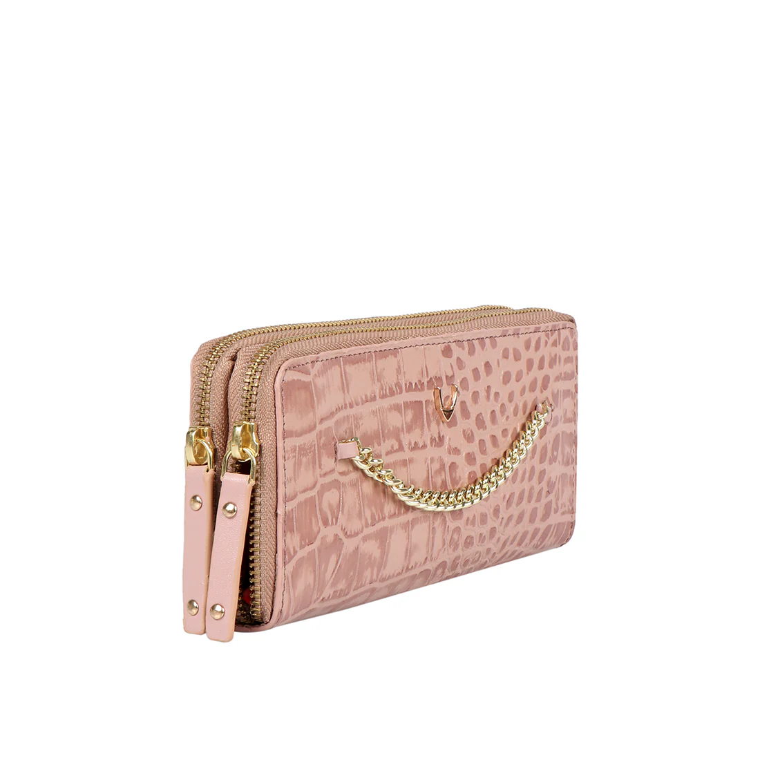 Valerie W1 Pink Leather Double Zip Around Wallet - Image 2