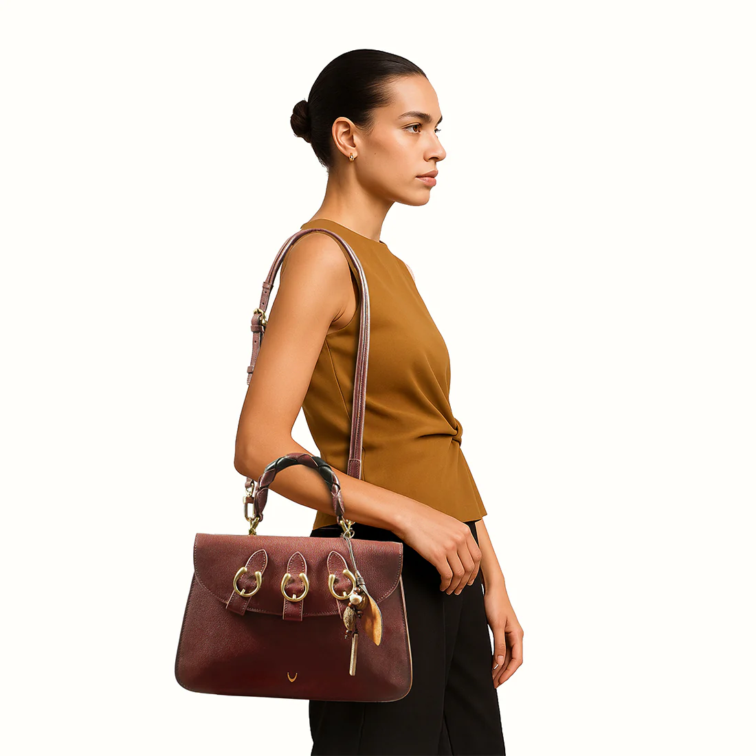 Vine 01 Red Leather Sling Bag - Image 2