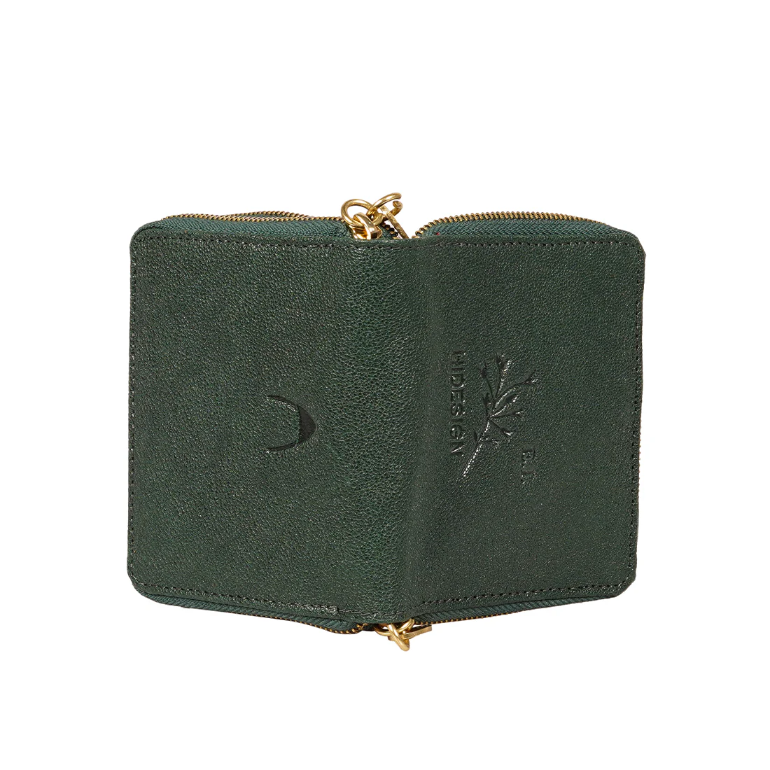 Vine W1 Green Leather Zip Around Wallet - Image 5