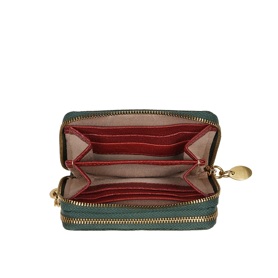 Vine W1 Green Leather Zip Around Wallet - Image 8