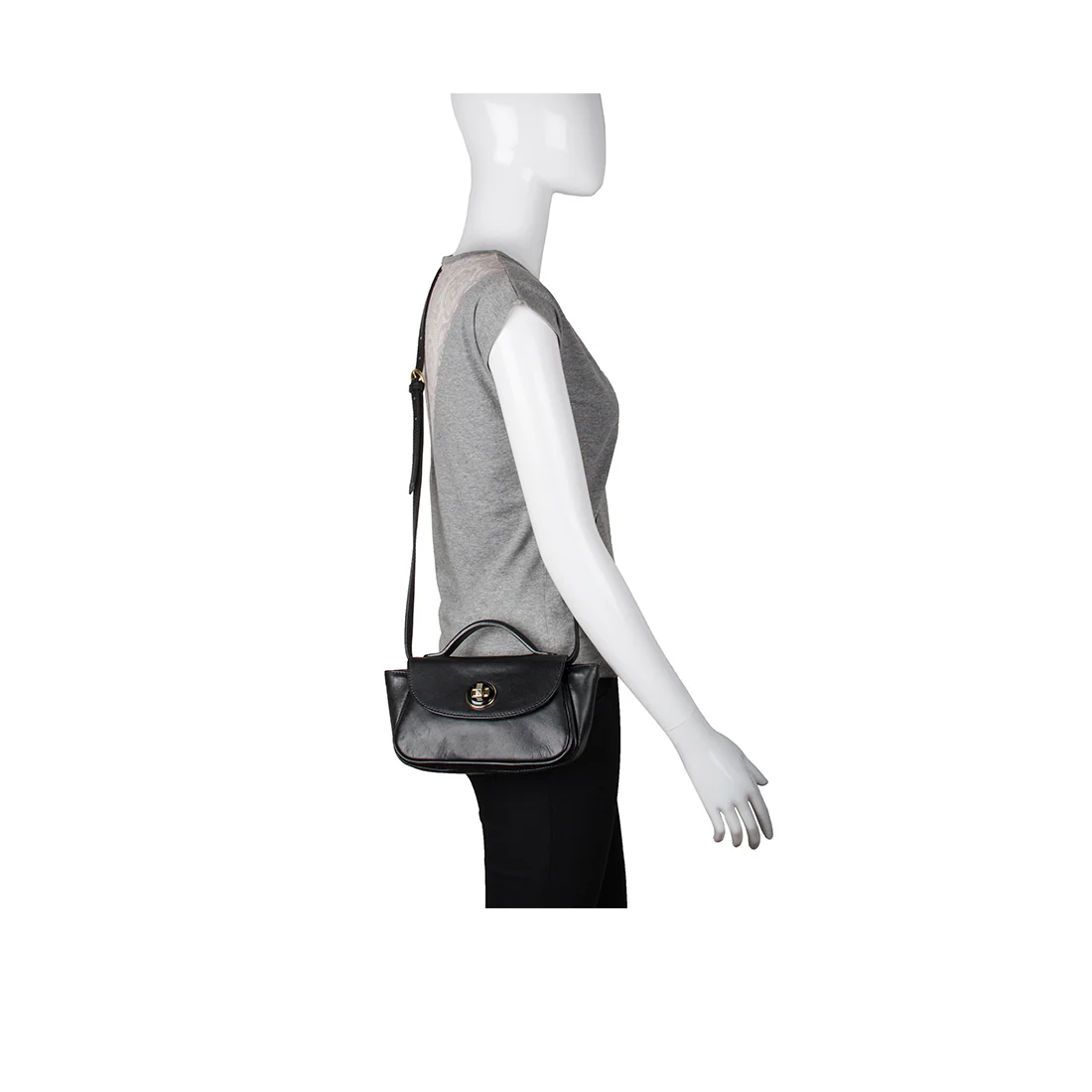 Vitello 03 Black Leather Sling Bag - Image 6