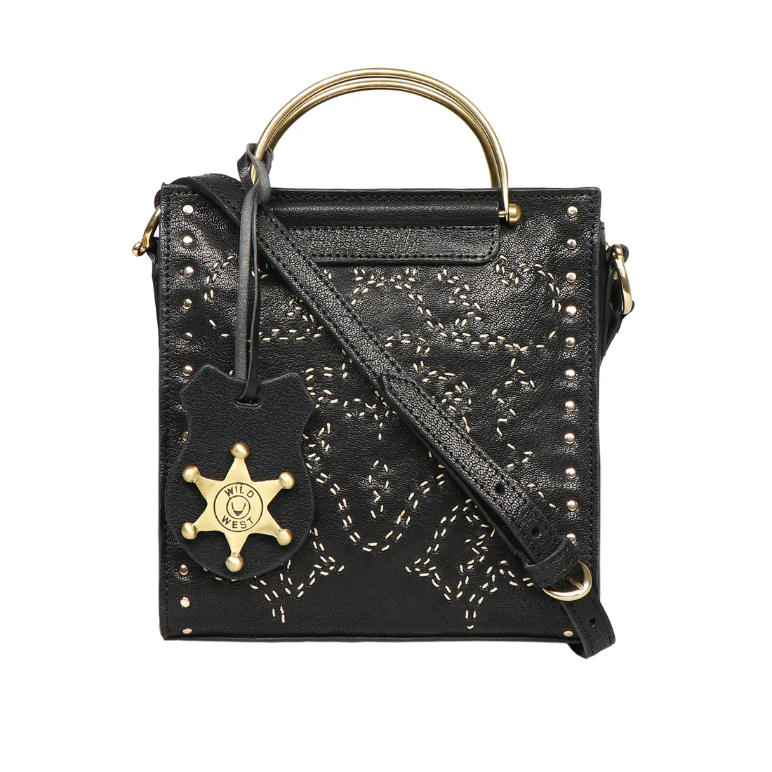 Wild Rose 02 Black Leather Satchel - Image 2