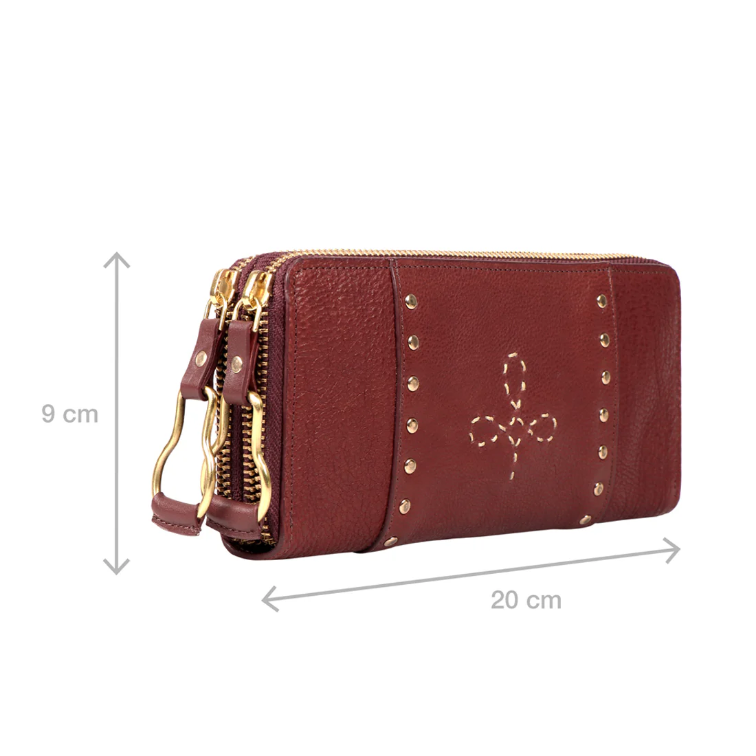 Wild Rose W2  Marsala Leather Double Zip Around Wallet - Image 3