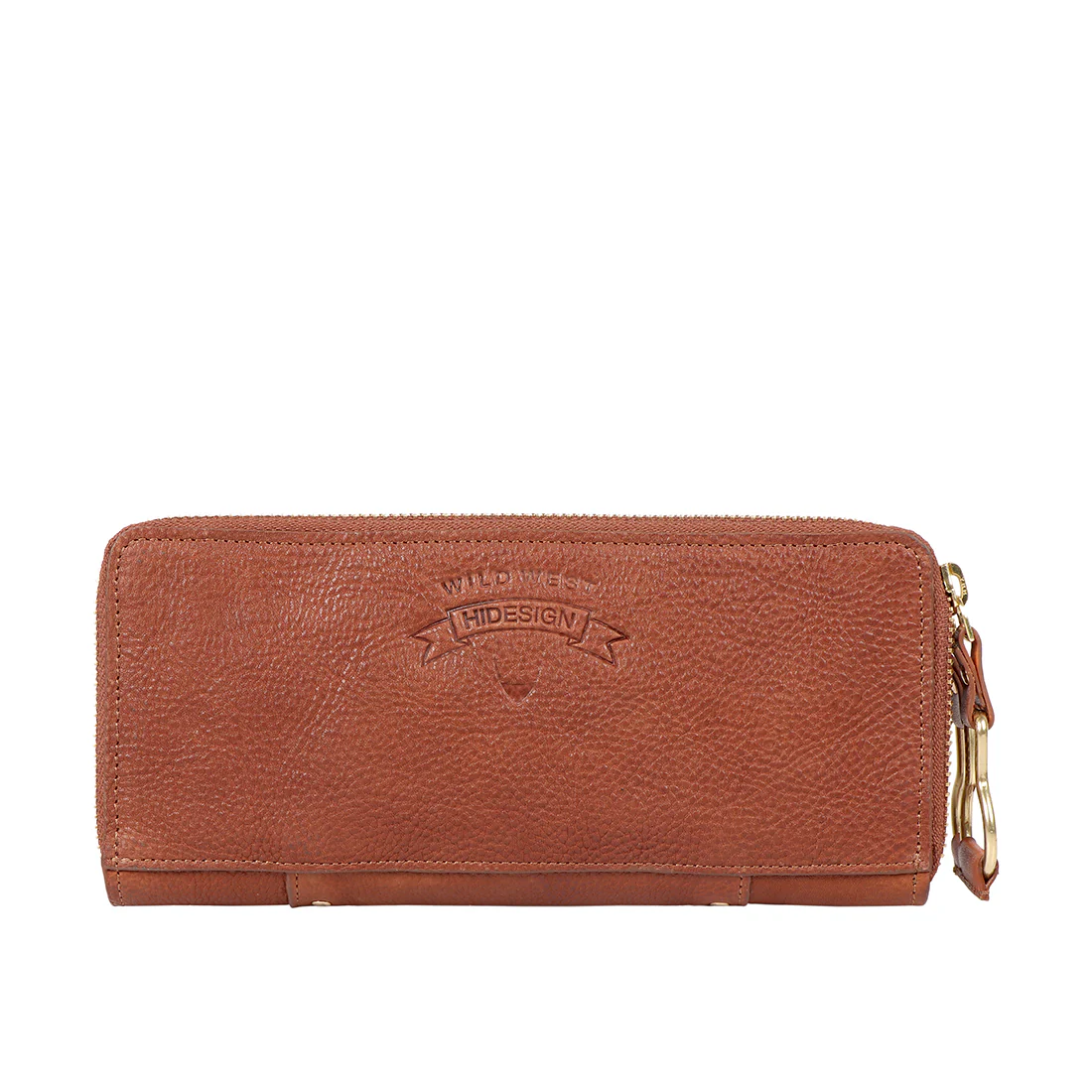 Wild Rose W2 Tan Leather Double Zip Around Wallet - Image 4