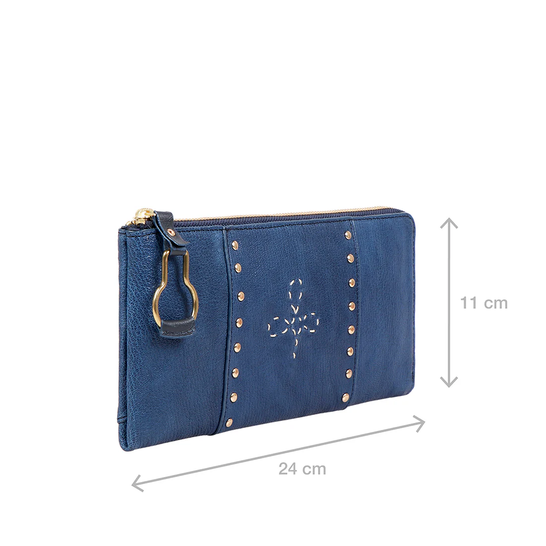 Wild Rose W3 Blue Leather Zip Around Wallet - Image 2