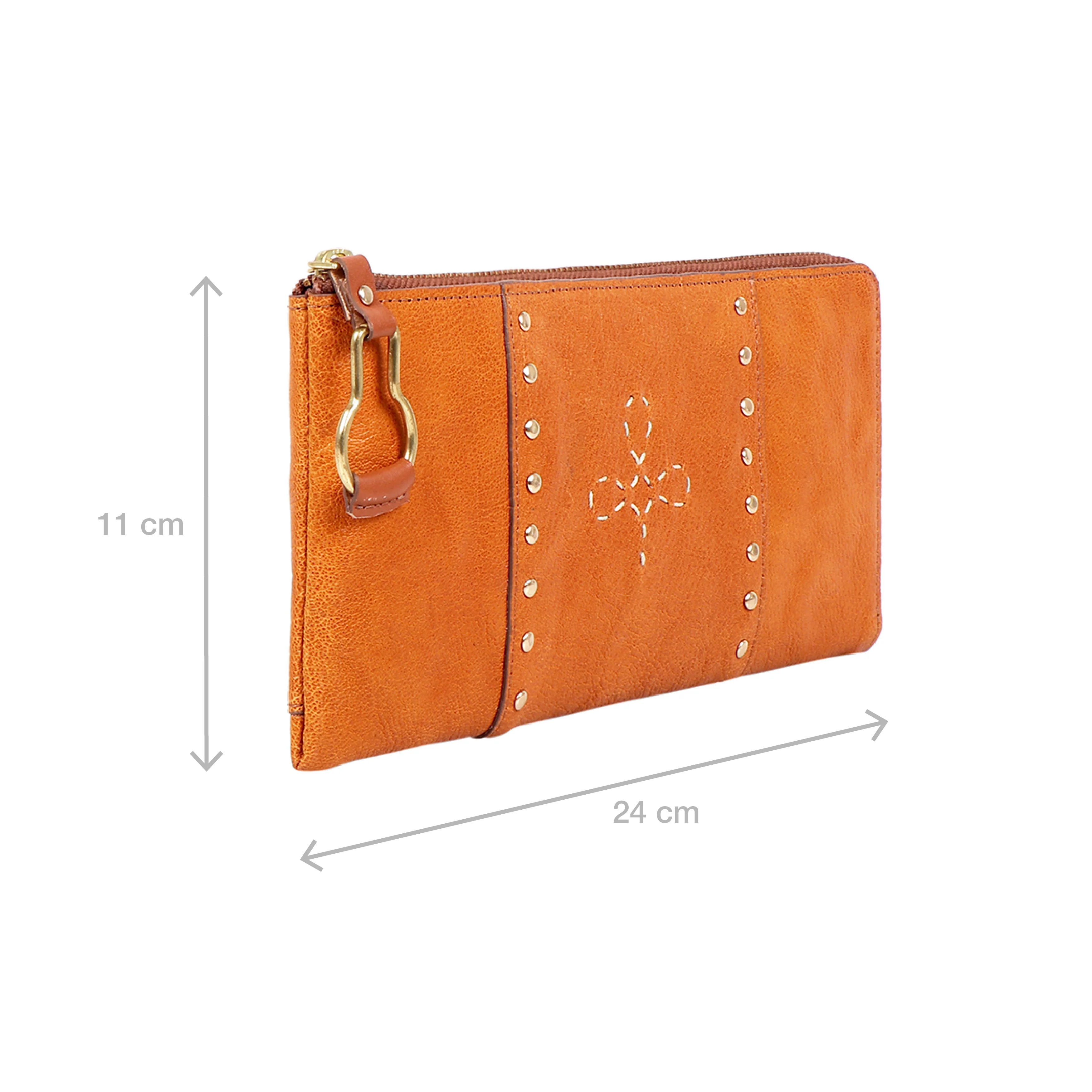 Wild Rose W3 Orange Leather Zip Around Wallet - Image 3