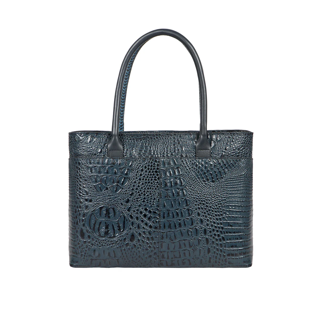 Yangtze 02 Blue Leather Tote Bag - Image 4