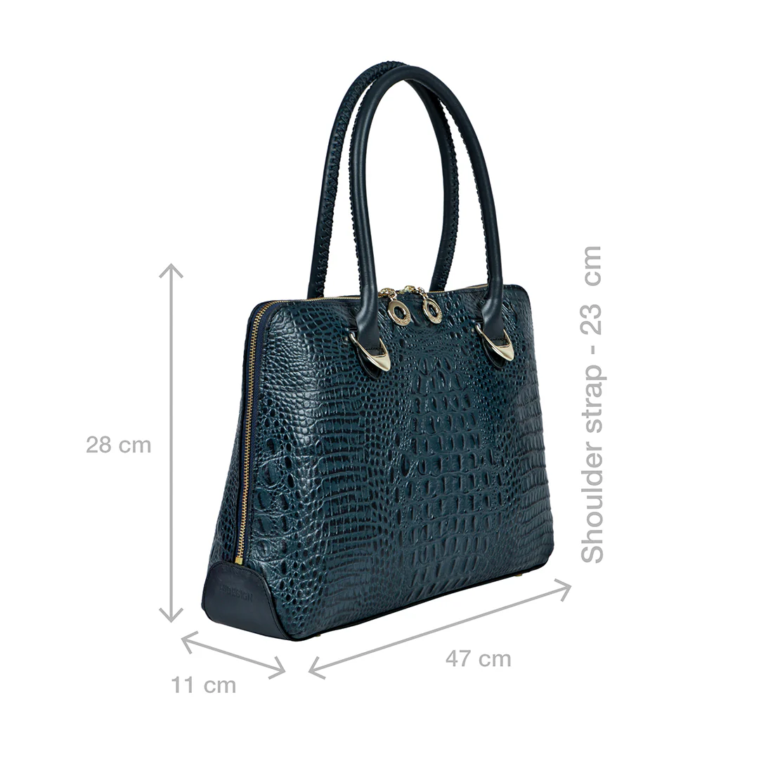 Yangtze 03 Blue Leather Tote Bag - Image 2