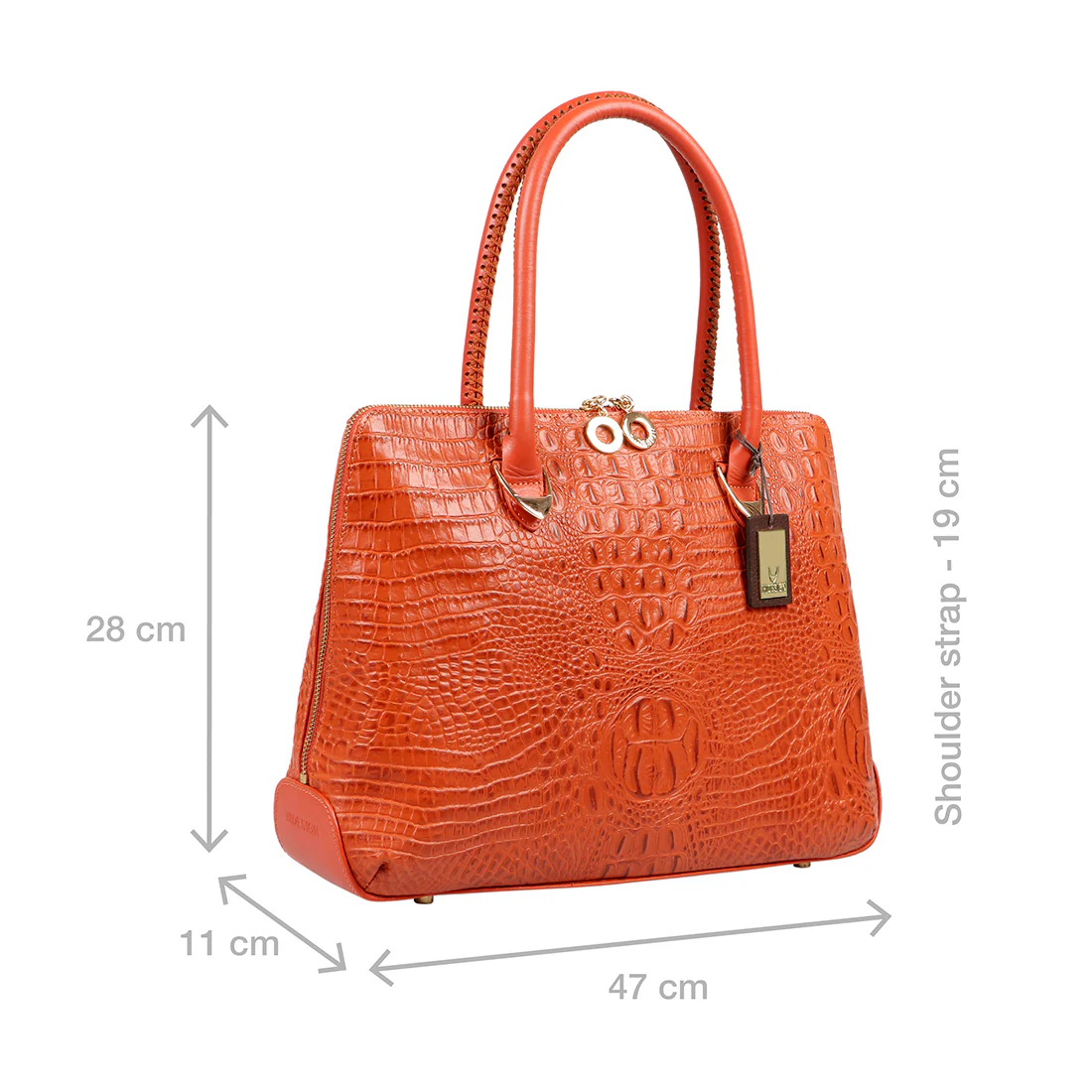 Yangtze 03 Orange Leather Tote Bag - Image 3