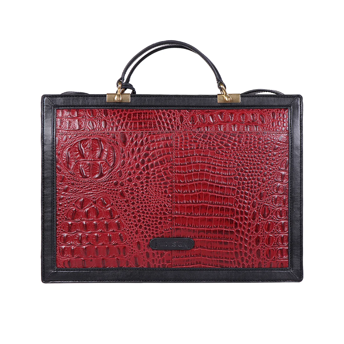 Yin Yang 04 Red Leather Laptop Bag - Image 3