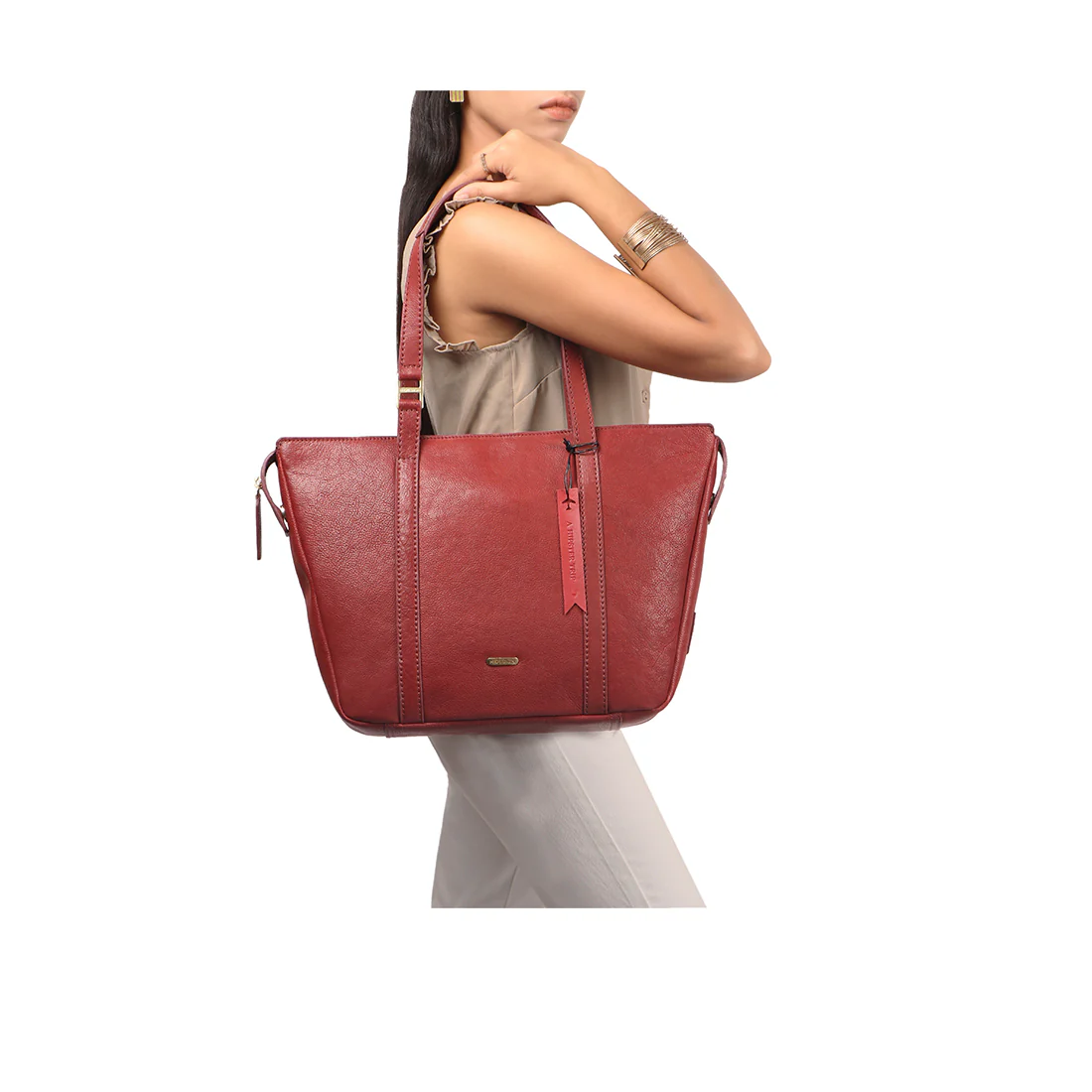 Yoga 03 Red Leather Tote Bag - Image 6