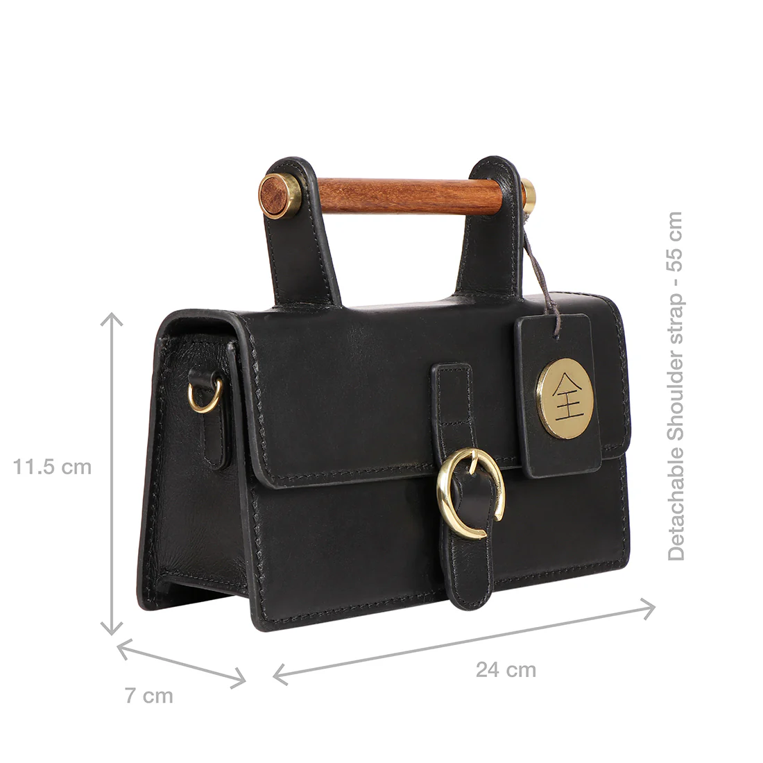 Zazen 05 Black Leather Sling Bag - Image 2