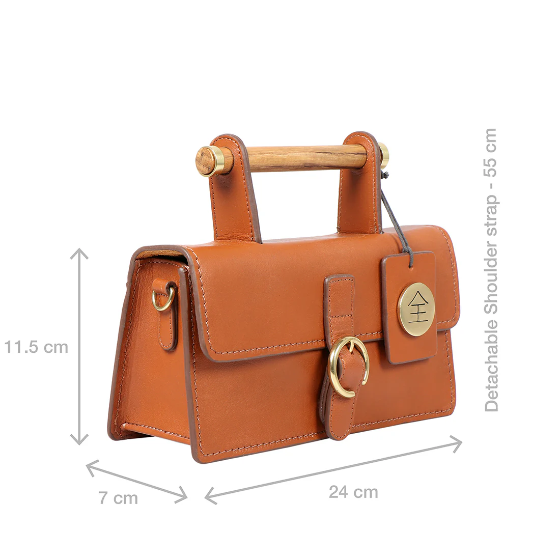 Zazen 05 Orange Leather Sling Bag - Image 2